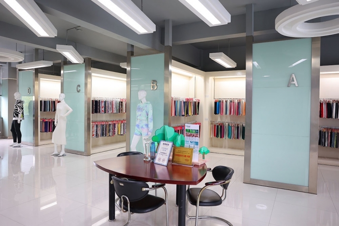 Clothing fabrics showroom